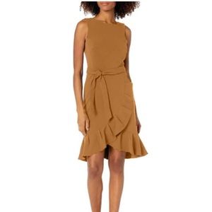 NWT Calvin Klein Ruffled Tulip-Hem Crepe Dress Size 2